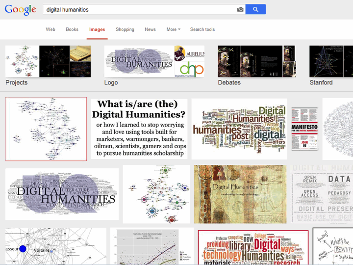 What Google Image Search's Hive Mind thinks the Digital Humanities is/are.
