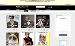 A screen shot of an archived copy of Memegenerator in the Library of Congress web archives.